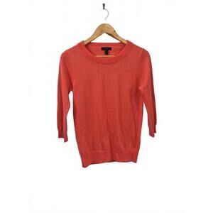 J.Crew Ladies 100% Merino Wool Sweater Crew Neck 3/4 Sleeve Color Coral Classic